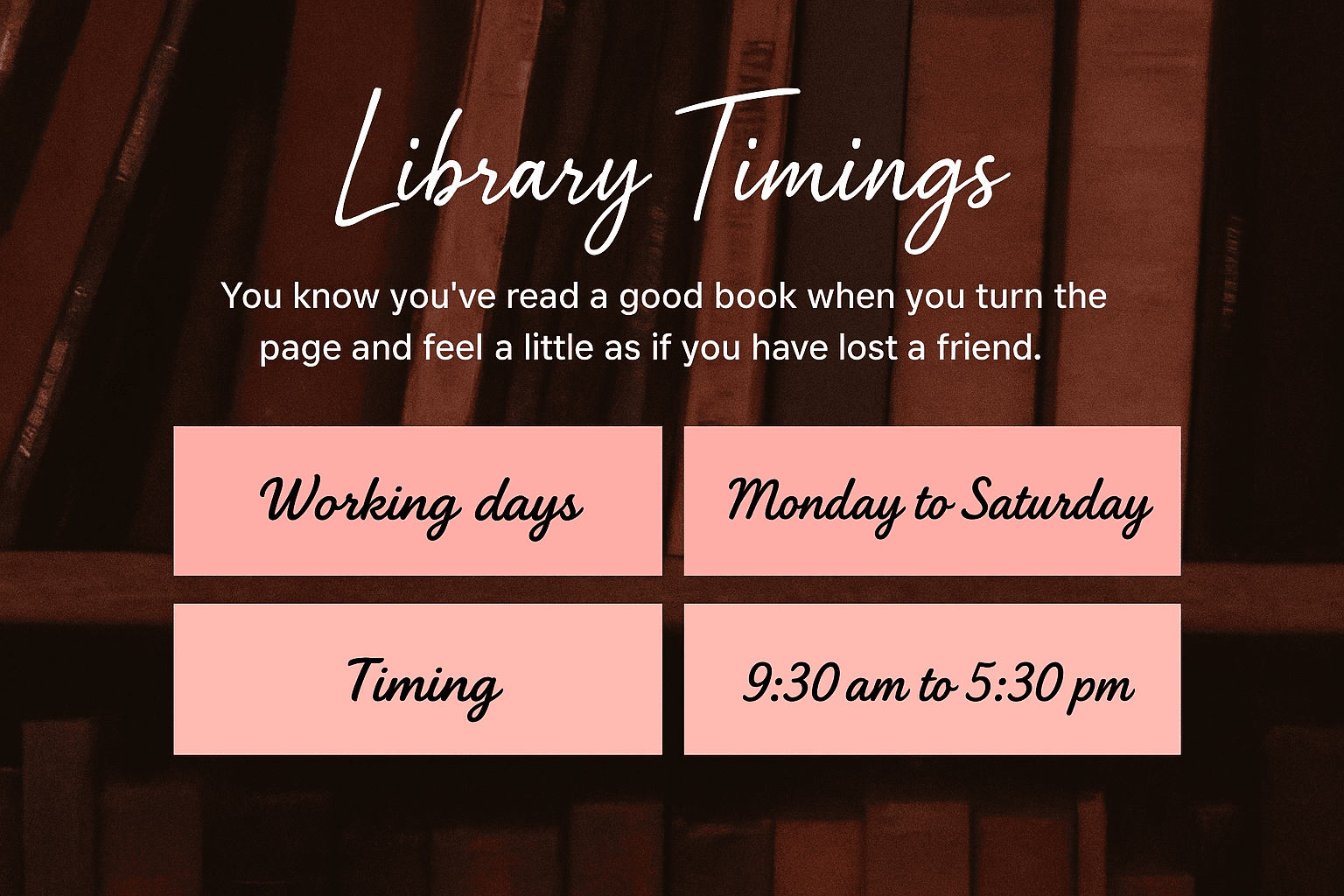 Library Timings